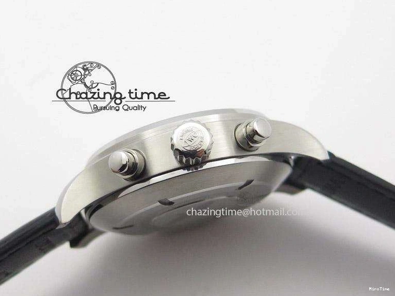 MIROTIME 0128 Youthful Pilot Spitfire 3878 Chrono BP Gray Dial SS On Black Leather Strap A 7368